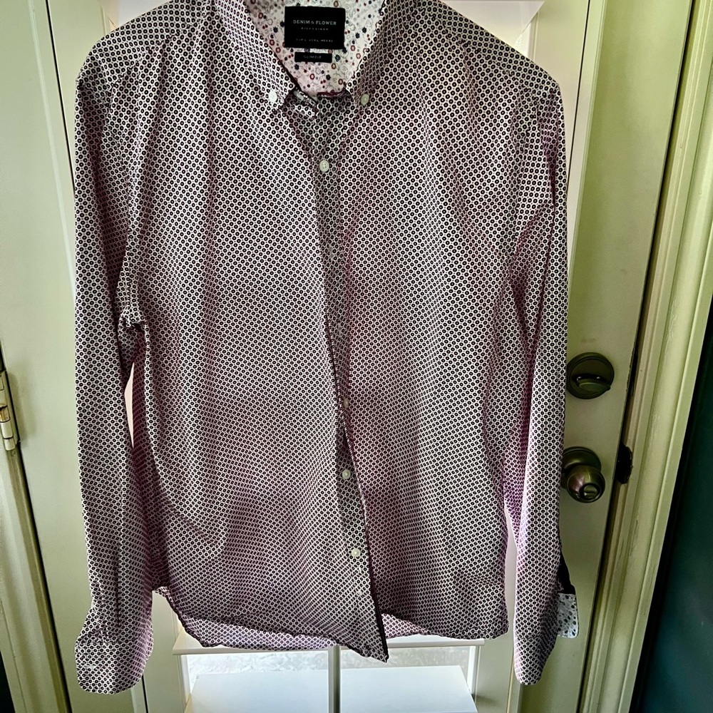 Men's Band White Patterned Shirt